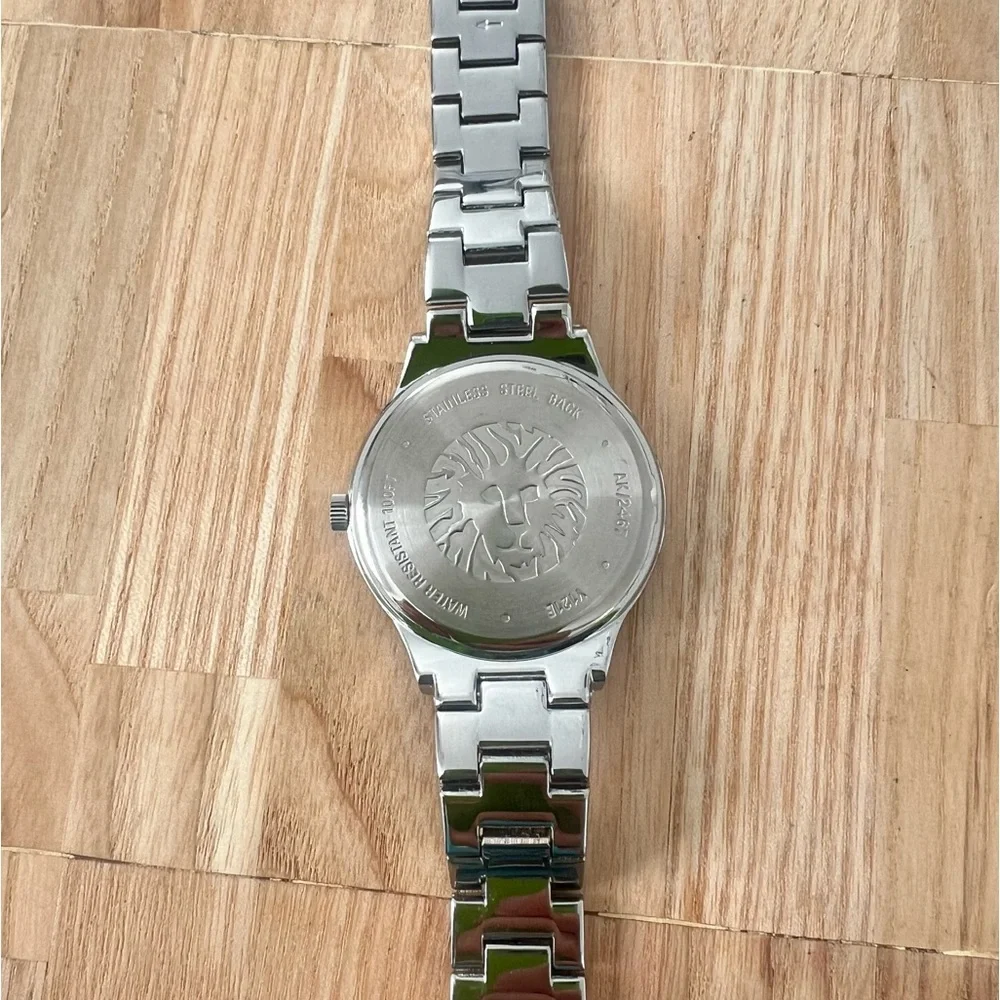 Anne Klein ladies black dial silver tone dress watch NEW BATTERY